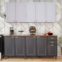 Cozinha Completa Firenze 10 Portas 2 Gavetas Branco/Chumbo - Indekes