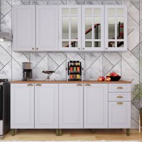 Cozinha Completa Firenze 10 Portas 2 Gavetas com Vidro Branco - Indekes