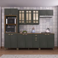 Cozinha Completa Firenze 14 Portas 2 Gavetas com Vidro 6171.135 Chumbo - Indekes