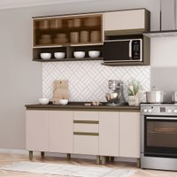 Cozinha Compacta Connect Com 7 Portas 2 Gavetas 100% Mdf Duna/Cristal - Henn Marrom