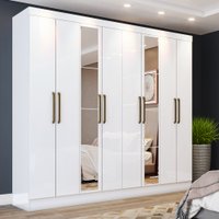 Guarda Roupa Casal 08 Portas 04 Gavetas com Espelho Ibiza Casa 812 Preto HP
