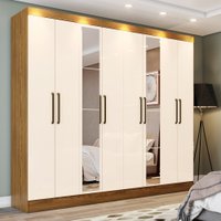Guarda Roupa Casal 08 Portas 4 Gavetas com Espelho Cancun Casa 812 Preto HP