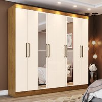 Guarda Roupa Casal 8 Portas 4 Gavetas com Espelho Lara Casa 812