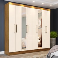 Guarda Roupa Casal 8 Portas 4 Gavetas com Espelho Paris Casa 812