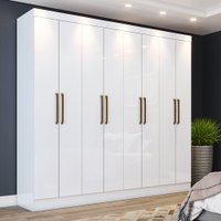 Guarda Roupa Casal 8 Portas 4 Gavetas Paris Casa 812 Nature C/ Off White