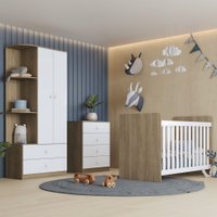 Quarto de Bebê Guarda Roupa 2pts Côm e Berço Sophia Casa 812