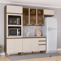 Cozinha Completa 10 Portas 2 Gavetas com Vidro 100% Mdf Duna/Cristal - Henn