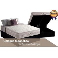 Cama Box Baú King: Colchão Magnético D Angelis Anjos Confort Nude + Base CRC Suede Black (193x203)