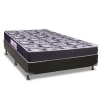 Cama Box Casal: Colchão Espuma Luckspuma D33 Supreme + Base CRC Suede Black(138x188)