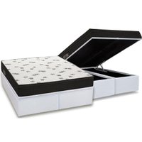 Cama Box Baú King: Colchão Espuma Ortobom D45 Light Saúde OrtoPillow + Base CRC Courano White(186x198)