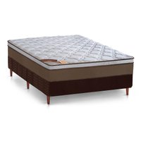 Cama Box Casal: Colchão Molas Castor Pocket Revolution + Base CRC Suede Brown(138x188)