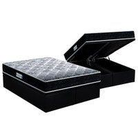 Cama Box Baú King: Colchão Espuma Probel D33 / EP ProDormir Advanced Tech1500 + Base CRC Suede Preto(193x203)