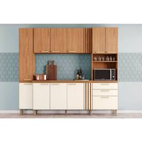 Kit de Cozinha Compacta B126 c/ 11 Portas e 2 Gavetas 236cm Nature/Off White - Henn