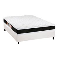 Cama Box Casal: Colchão Espuma Castor D45 Black e White AIR Double Face + Base CRC Courano White(138x188)