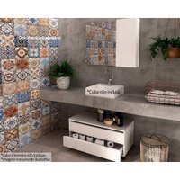 Conjunto de Banheiro Balcão c/ Rodizios BN3603 s/ Cuba 80cm e Armário c/ Espelho BN3602 Branco - Tecno Mobili