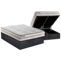 Cama Box Baú King: Colchão Espuma Paropas D33 Pasquale Plus Euro Pillow + Base CRC Suede Grey(193x203)