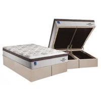 Cama Box Baú King: Colchão Molas MasterPocket Ensacadas Plumatex Personalle + Base CRC Suede Clean(193x203)