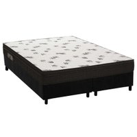 Cama Box Queen: Colchão Espuma Ortobom D45 Light Ortopilow + Base CRC Suede Black(158x198)