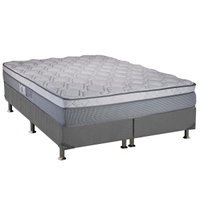 Cama Box Queen: Colchão Molas MasterPocket Ensacadas Luckspuma New Maxi + Base CRC Suede Gray(158x198)