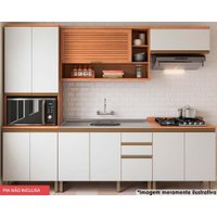 Cozinha Completa Thela Macadâmia 5 Peças (2Aéreos+1Balcão+2Paneleiros) CZC18 Freijo/Branco - Telasul
