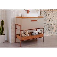 Gabinete de Banheiro Balcão Portinari 1 Porta c/Cuba 60cm Cappuccino/Freijo - MGM