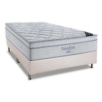 Cama Box Casal: Colchão Molas Ortobom SuperPocket Freedom + Base CRC Courano White(138x188)