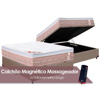 Cama Box Baú Casal: Colchão Magnético Castor Vibro Massagem Premium + Base CRC Courano Clean (138x188)