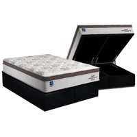 Cama Box Baú King: Colchão Molas MasterPocket Ensacadas Plumatex Personalle + Base CRC Suede Black(193x203)