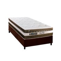 Cama Box Solteiro: Colchão Molas MasterPocket Ensacadas Luckspuma Esplendor + Base CRC Suede Brown(88x188)