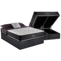 Cama Box Baú King: Colchão Molas MasterPocket Ensacadas Anjos Fort Flex + Base CRC Suede Gray(193x203)