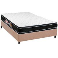 Cama Box Casal: Colchão Espuma Castor D33 Black e White + Base CRC Suede Clean(138x188)