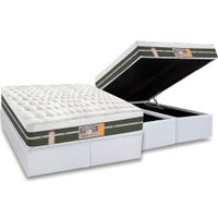 Cama Box Baú King: Colchão Molas Castor Bonnel Silver Star Air + Base CRC Courano White(193x203)