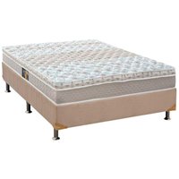 Cama Box Casal: Colchão Molas Castor Pocket Class + Base CRC Suede Clean(138x188)