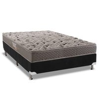 Cama Box Casal: Colchão Espuma Herval AG65 Firme Fort + Base CRC Suede Black(138x188)