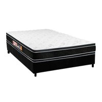 Cama Box Casal: Colchão Espuma Castor D33 Black e White Double Face + Base CRC Suede Black(138x188)