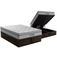 Cama Box Baú King: Colchão Molas MasterPocket Ensacadas Probel ProDormir Springs Luxo + Base CRC Suede Brown(193x203)