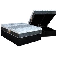 Cama Box Baú King: Colchão Molas Castor Bonnel System Class One Face + Base CRC Courano Black(193x203)