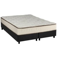 Cama Box Queen: Colchão Molas Luckspuma Bonnel Montreal Spring + Base CRC Suede Gray(158x198)