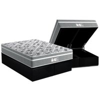 Cama Box Baú King: Colchão Molas Probel MasterPocket Ensacadas ProDormir Evolution + Base CRC Suede Black(193x203)