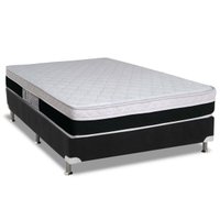 Conjunto Box Casal: Colchão Molas Luckspuma Ensacadas Roma + Base CRC Suede Black (138x188)