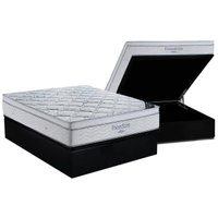 Conjunto Box Baú Casal: Colchão Molas Ortobom Ensacadas Freedom + Base CRC Suede Black (138x188)