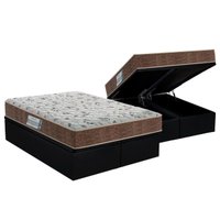 Cama Box Baú King: Colchão Espuma Probel D45 ProDormir Advanced Double Face + Base CRC Suede Black(193x203)