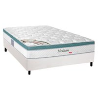 Cama Box Casal: Colchão Molas Herval MasterPocket Ensacadas Meditare + Base CRC Courano White(138x188)