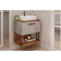 Gabinete de Banheiro Balcão Duna 1 Porta c/Cuba 60cm Cimento/Freijo - MGM