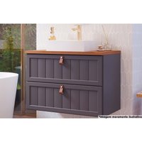Gabinete de Banheiro Suspenso Sense 1 Gaveta e 1 Porta Basculante c/Cuba 80cm Titanium - MGM
