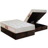 Cama Box Baú King: Colchão Espuma Castor D33 Sleep Max Relax + Base CRC Suede Brown(193x203)