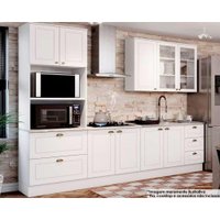 Kit de Cozinha Completa 5 Peças Americana (Torre Quente + 1 Aéreo + 2 Balcões + 1 Tampo p/ Cooktop) CZ267 Branco - Henn