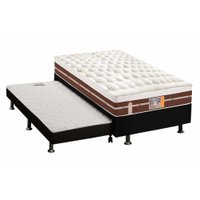 Cama Box c/ Auxiliar Solteiro: Colchão Castor Ensacadas Silver Star Air Híbrido + Base CRC Courano Black (88x188)