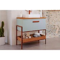 Gabinete de Banheiro Balcão Portinari 1 Porta c/Cuba 60cm Pistache/Freijo - MGM