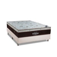 Cama Box Casal: Colchão Molas Ortobom SuperPocket Sleep King Látex + Base CRC Courano White(138x188)
